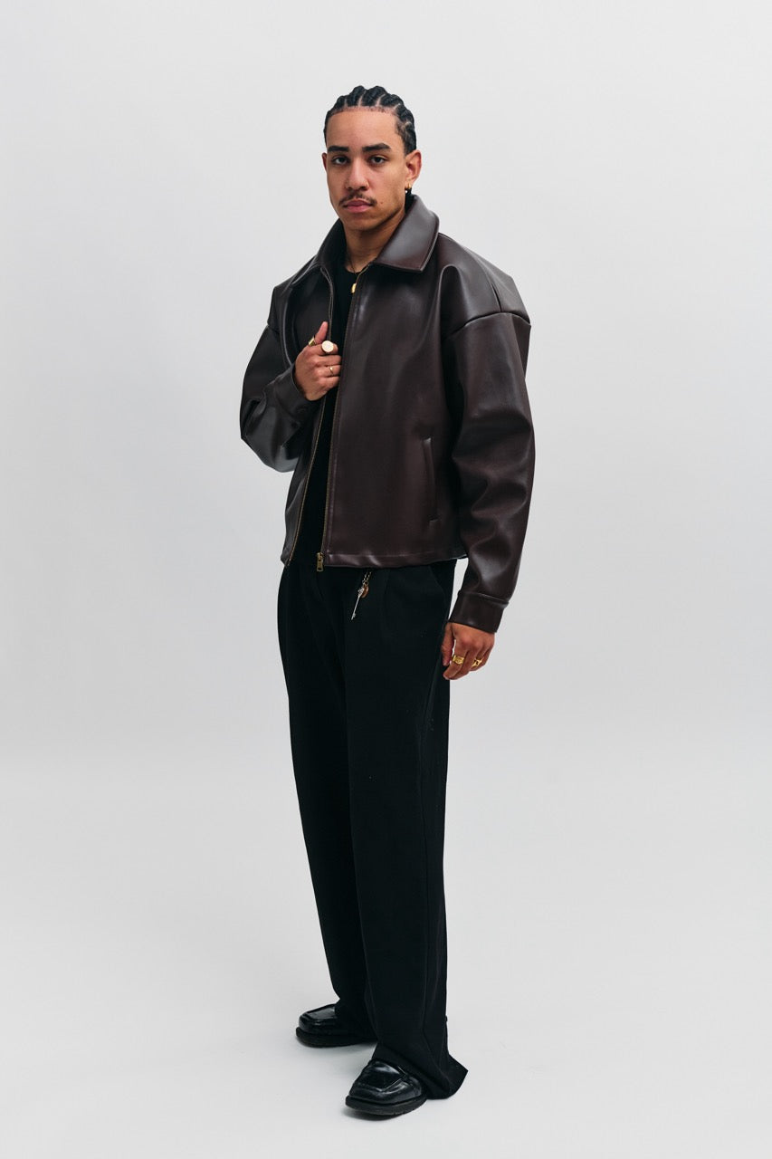 721 Vegan Leather Jacket - Coffee