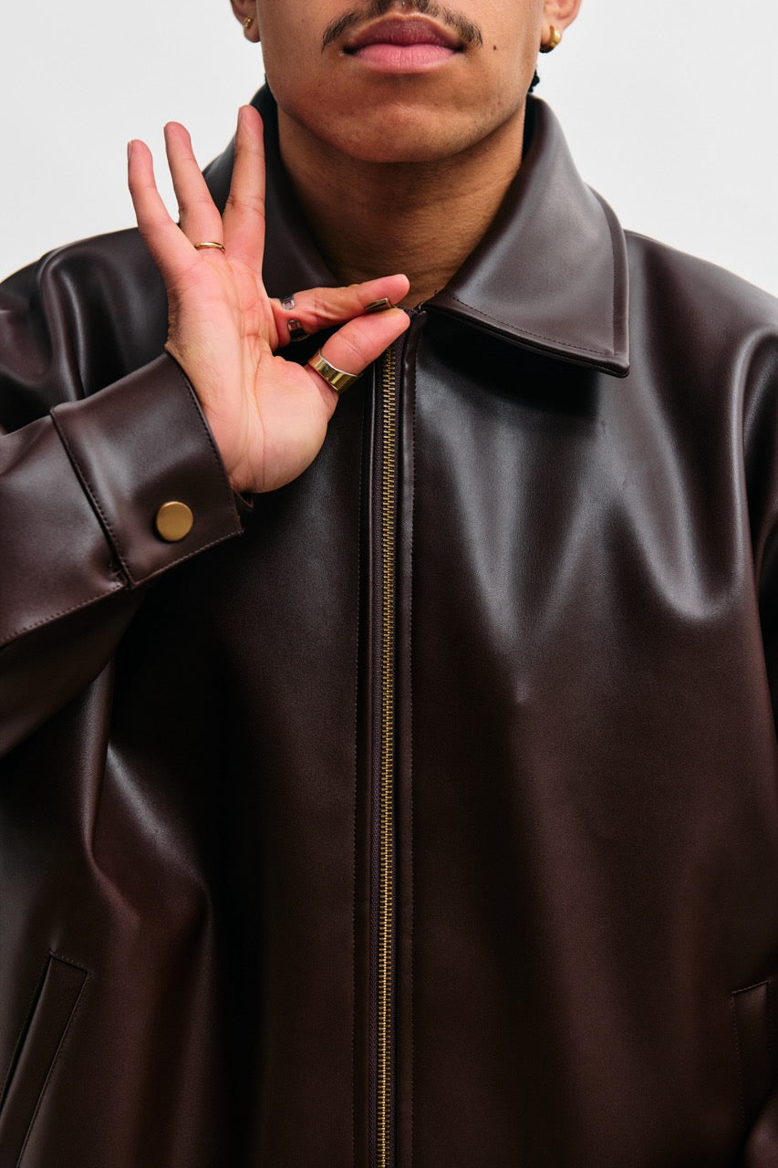 721 Vegan Leather Jacket - Coffee