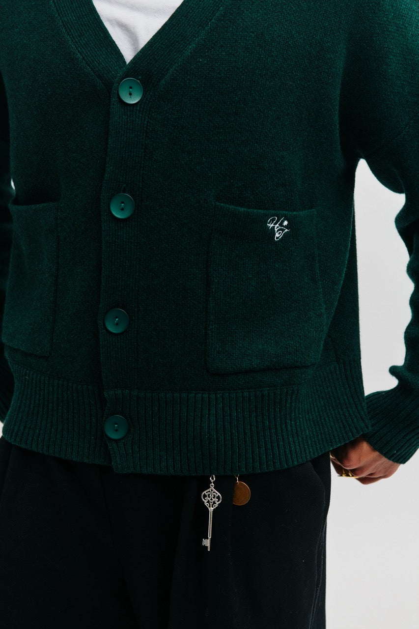 Monogram Knit Cardigan - Pine
