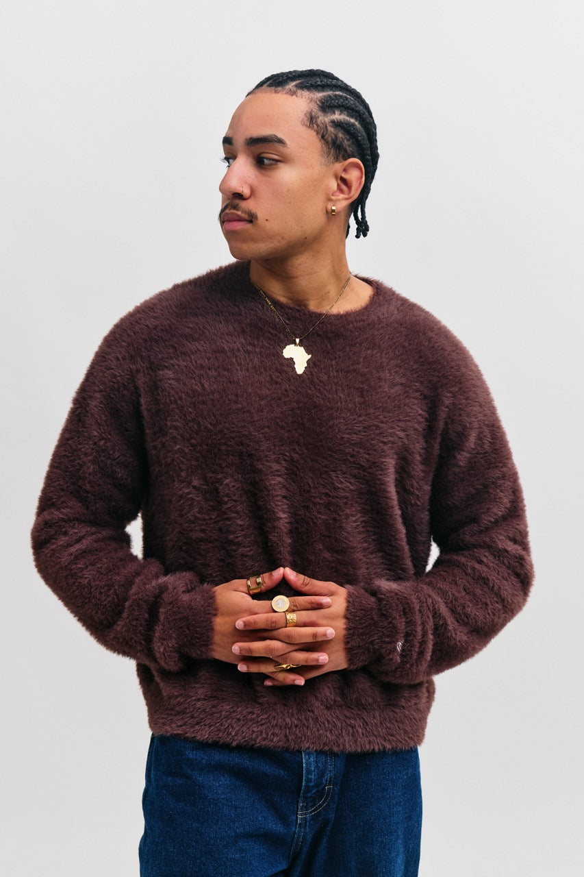 Benson Hairy Knit - Chocolate