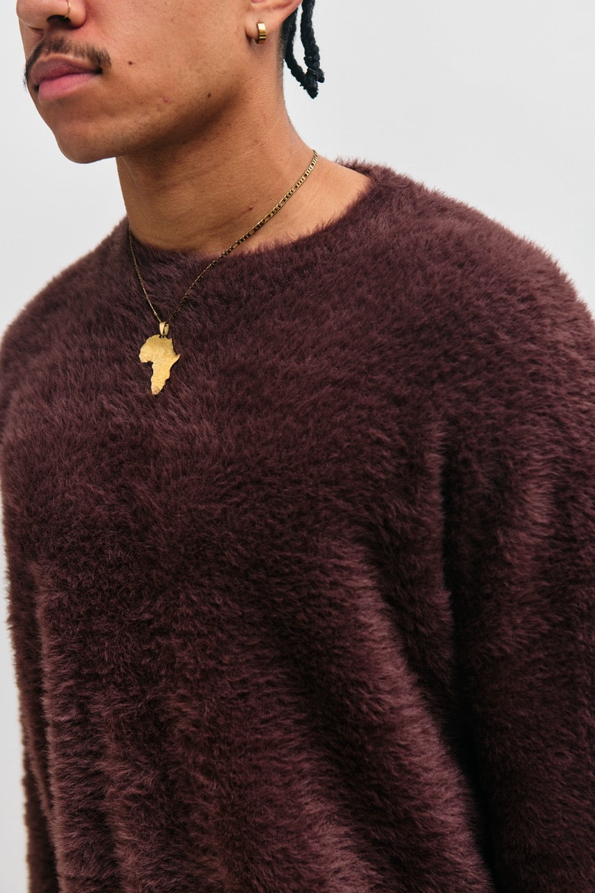 Benson Hairy Knit - Chocolate