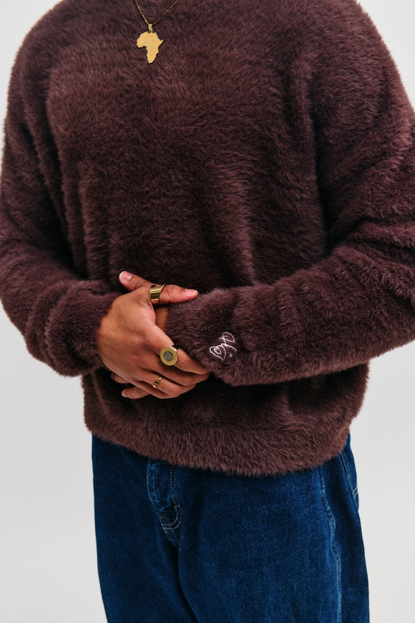 Benson Hairy Knit - Chocolate