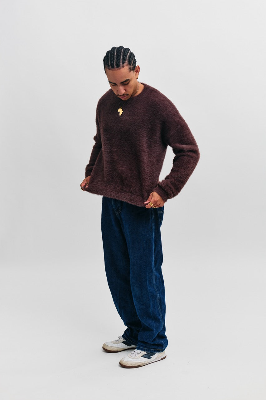 Benson Hairy Knit - Chocolate