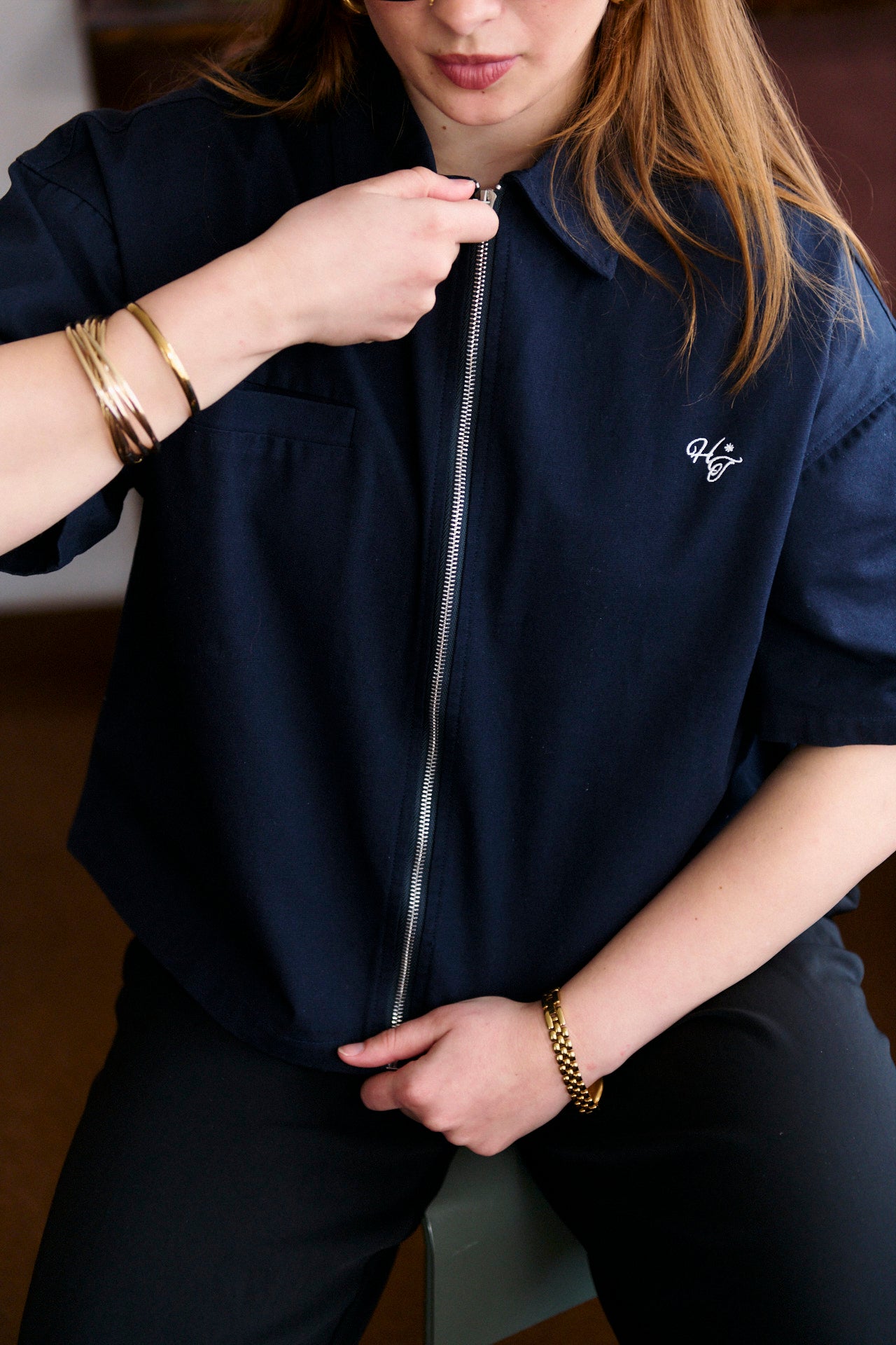 Monogram Work Shirt - Navy