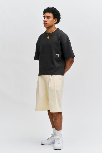 Amos Double Pleated Shorts - Cream