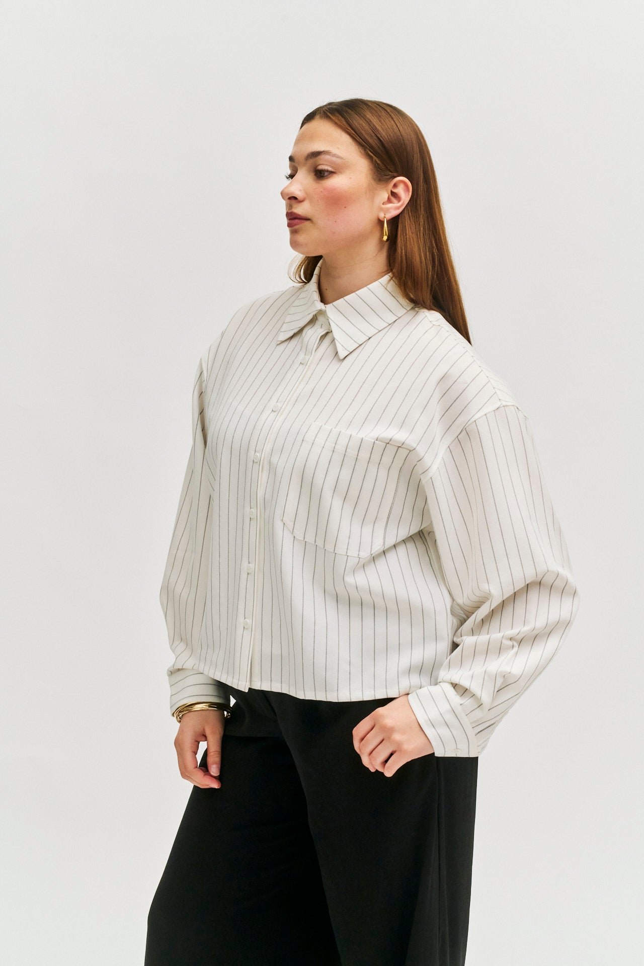 Monogram Pinstripe Shirt - Oat/Black