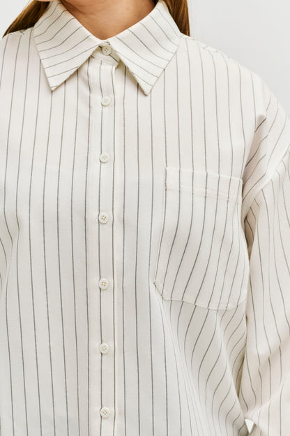 Monogram Pinstripe Shirt - Oat/Black