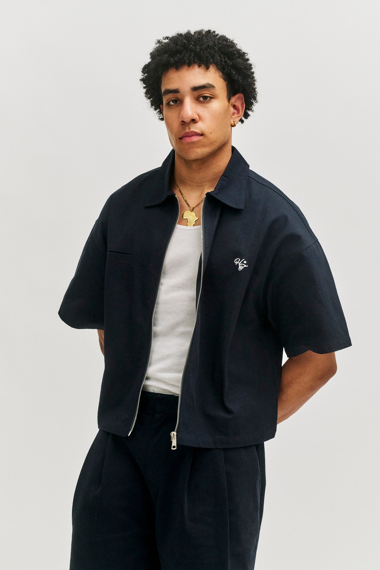 Monogram Work Shirt - Navy