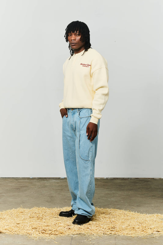 Houston Henley Crewneck - Cream