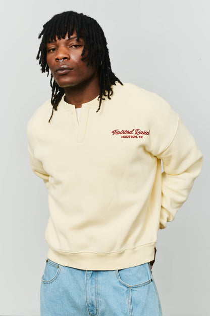Houston Henley Crewneck - Cream