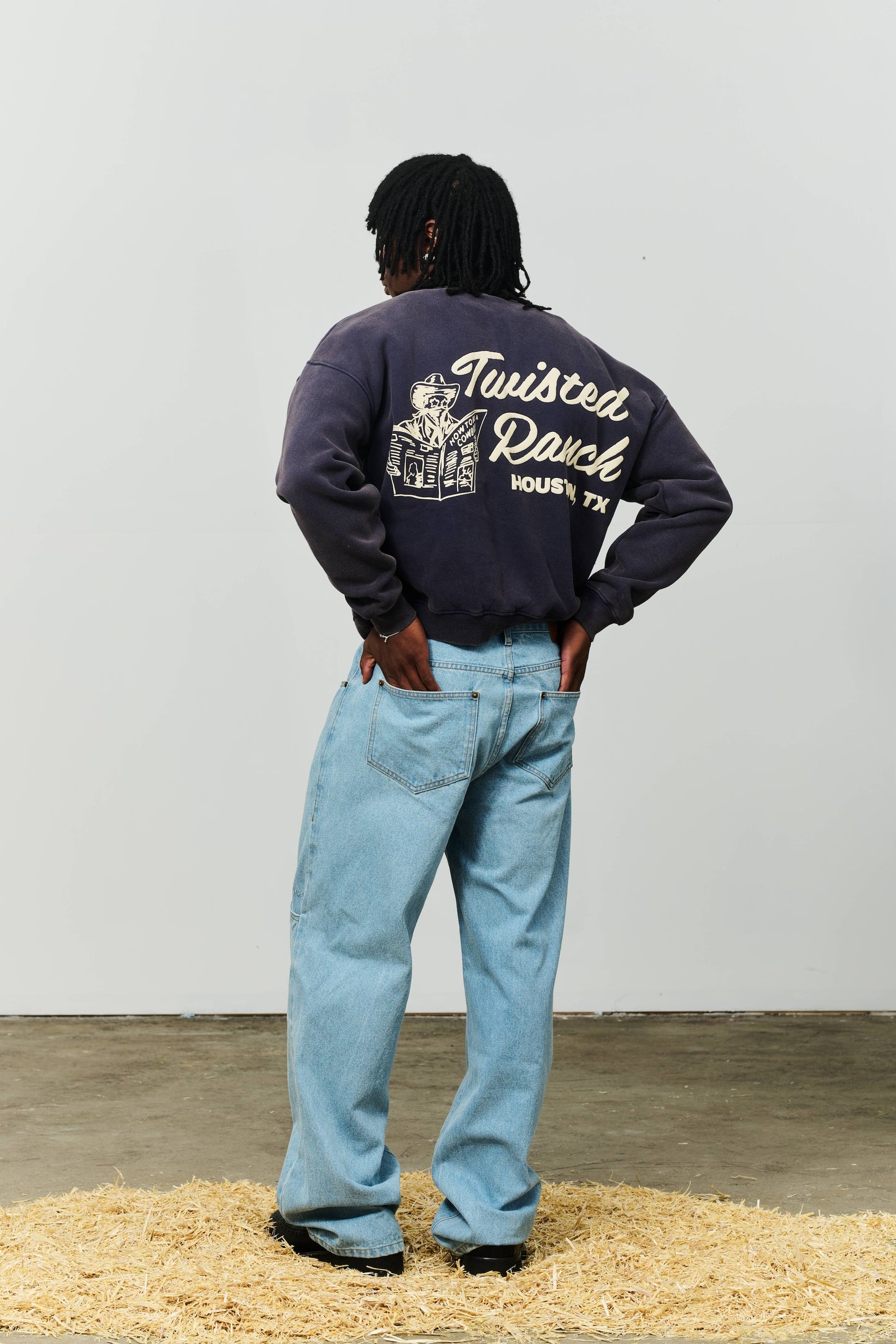 Houston Henley Crewneck - Washed Navy