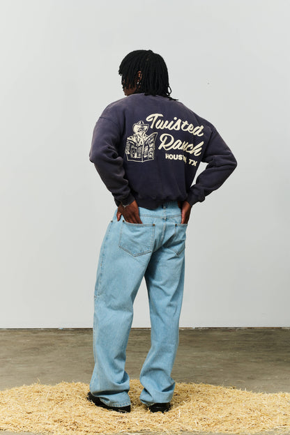 Houston Henley Crewneck - Washed Navy
