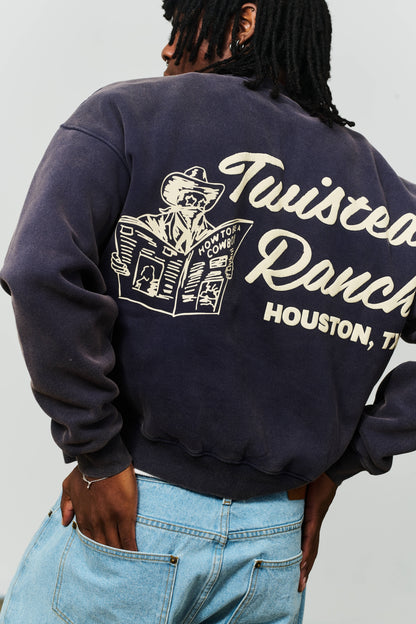 Houston Henley Crewneck - Washed Navy