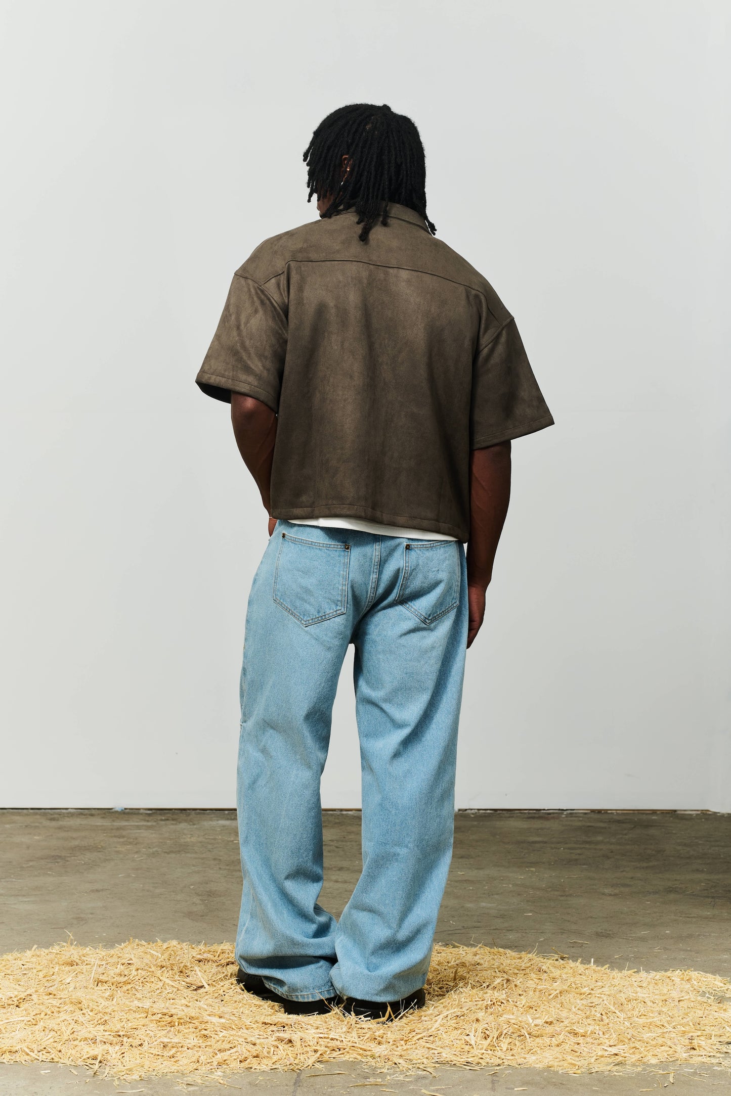 Ranch Vegan Suede Work Shirt - Charcoal
