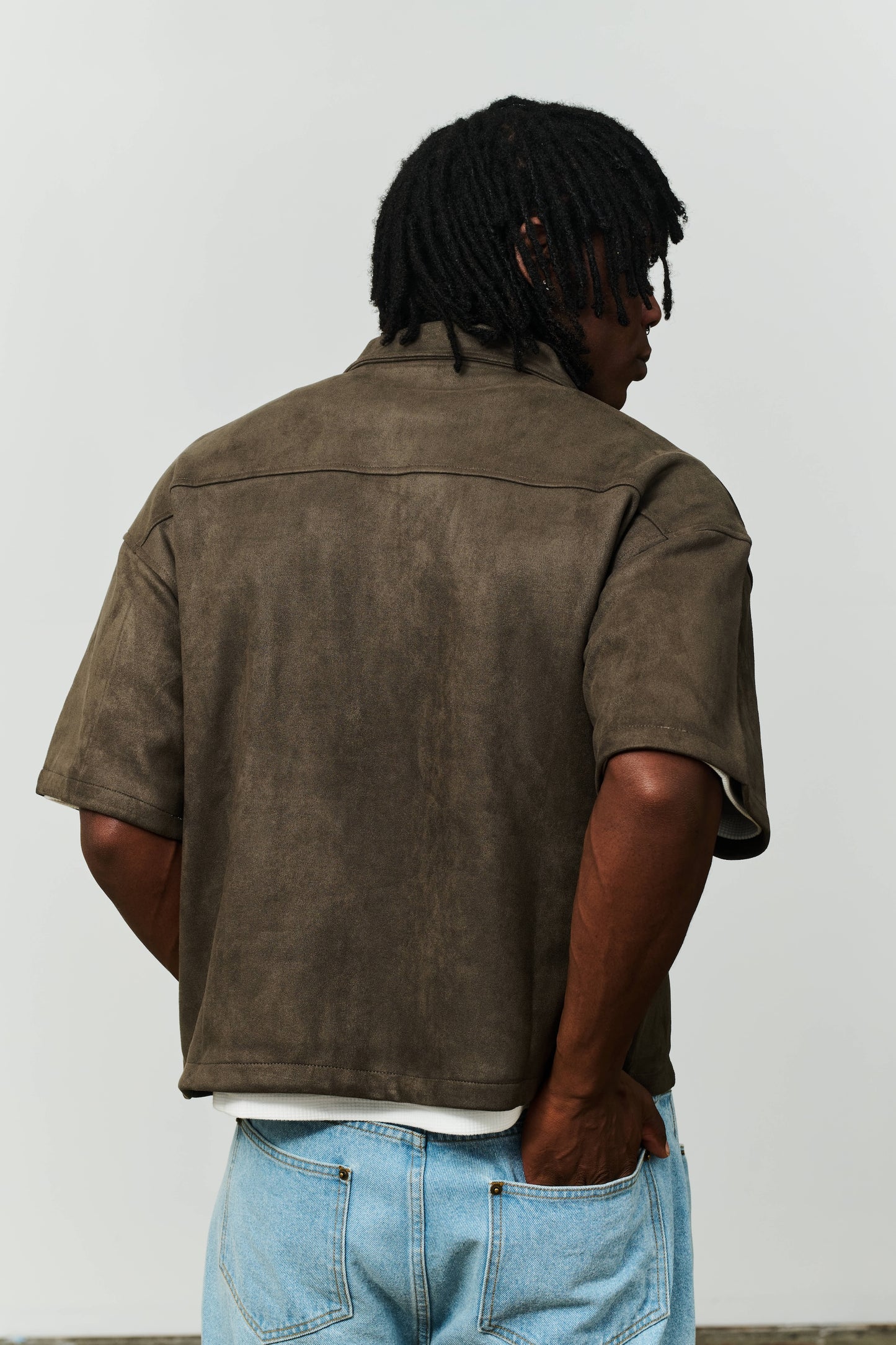 Ranch Vegan Suede Work Shirt - Charcoal