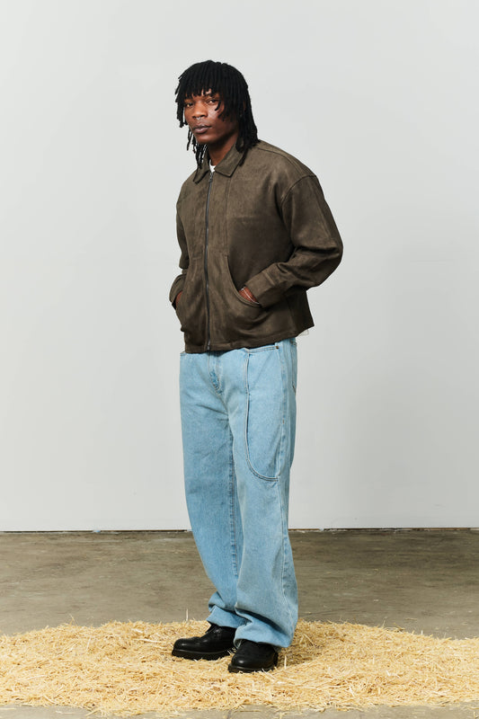 Ranch Vegan Suede Jacket - Charcoal