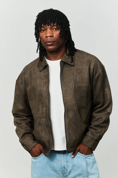 Ranch Vegan Suede Jacket - Charcoal