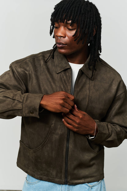 Ranch Vegan Suede Jacket - Charcoal