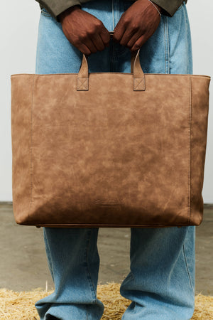 Nubuck Oversized Tote - Caramel