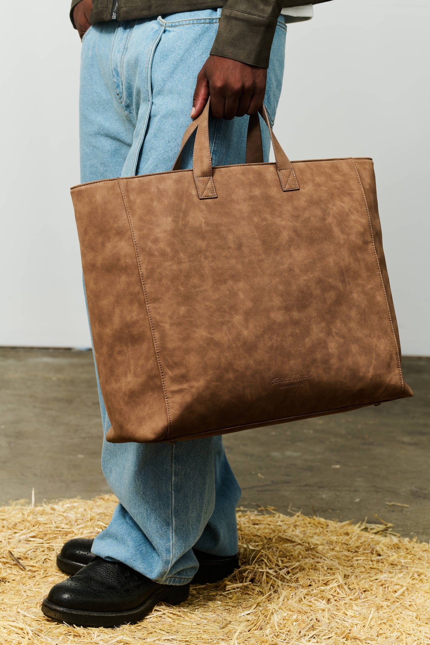 Nubuck Oversized Tote - Caramel