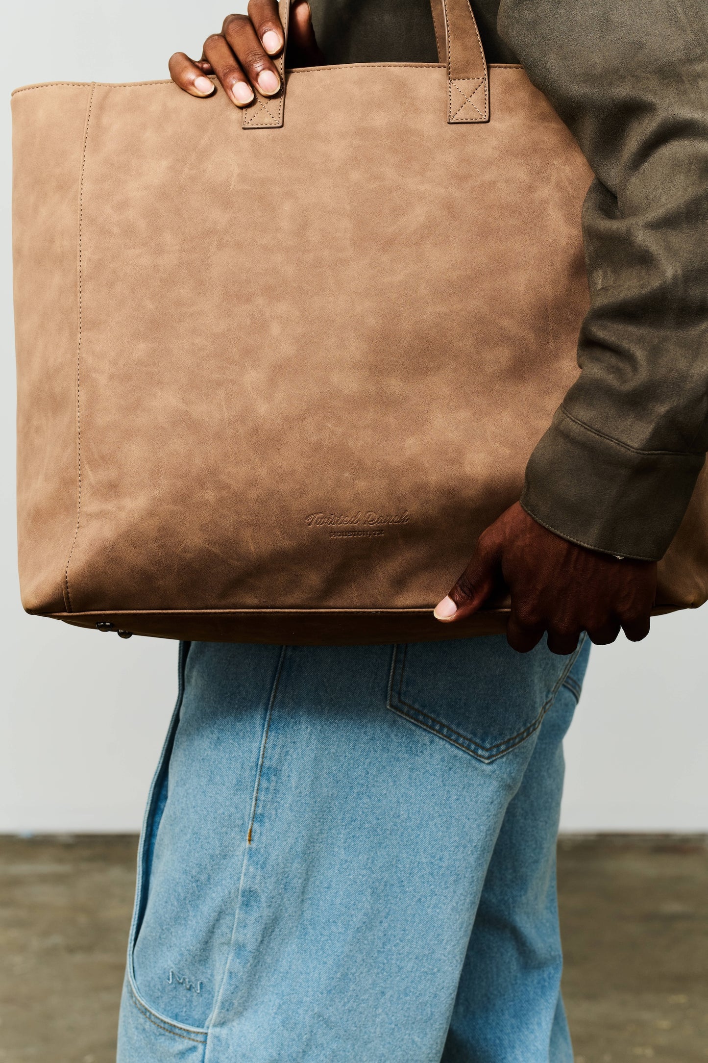 Nubuck Oversized Tote - Caramel