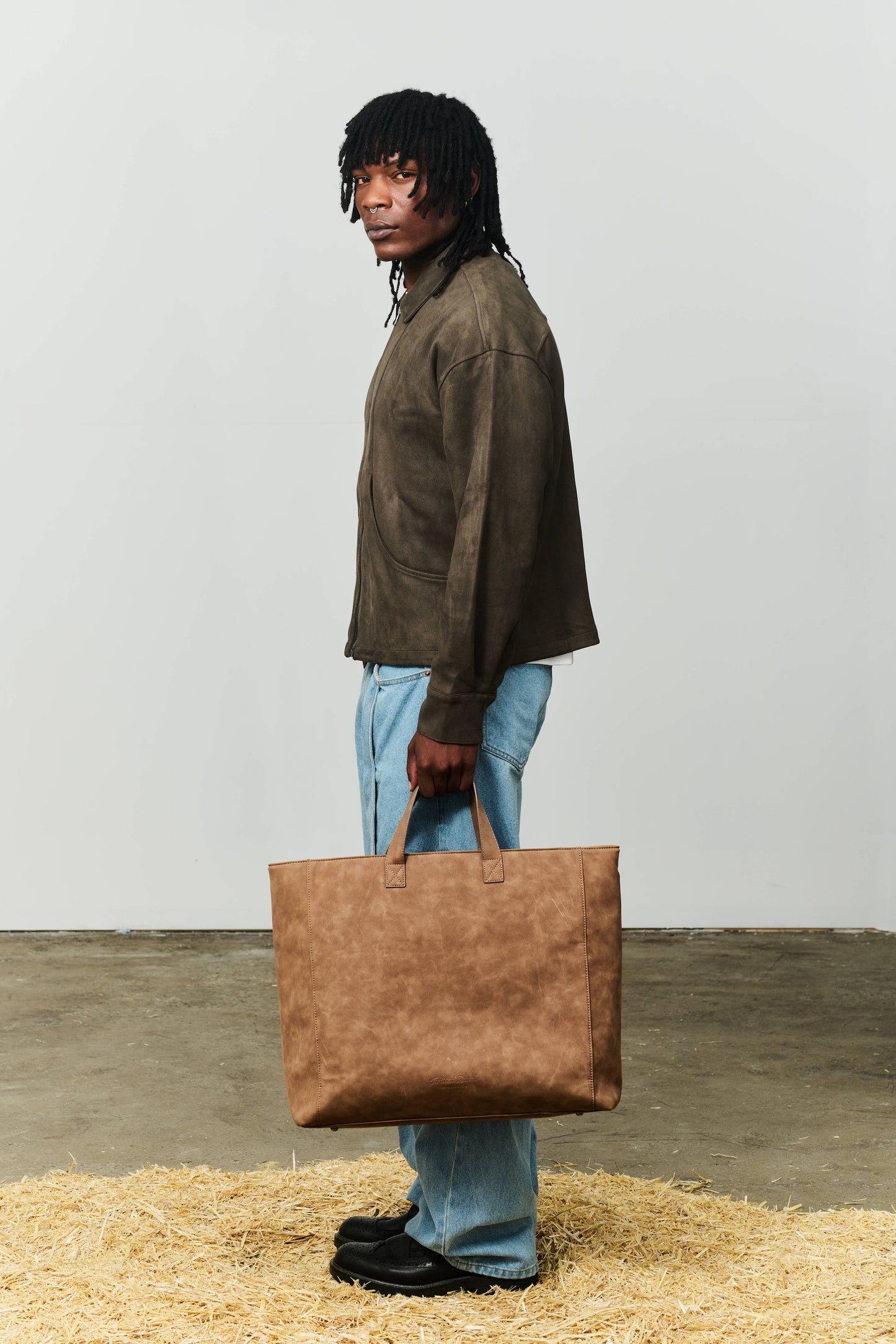 Ranch Vegan Suede Jacket - Charcoal
