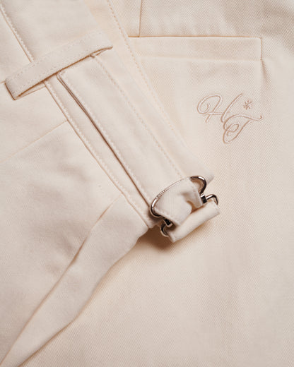 Amos Double Pleated Shorts - Cream