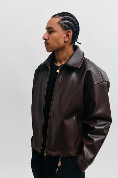 721 Vegan Leather Jacket - Coffee