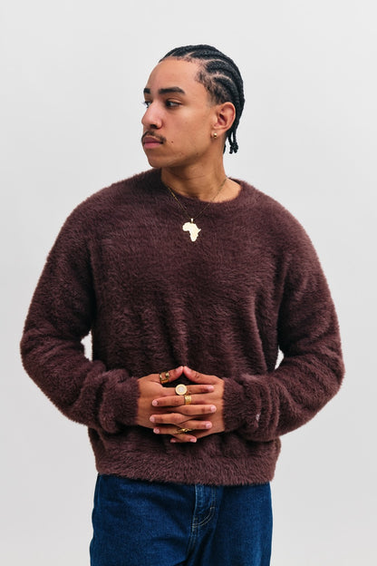 Benson Hairy Knit - Chocolate