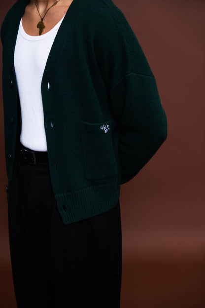 Monogram Knit Cardigan - Pine